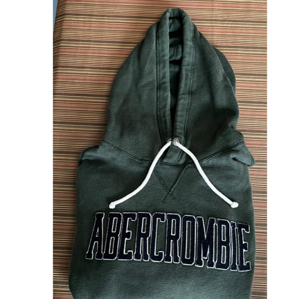 Abercrombie & Fitch Fleece Army Green Hoodie Sweatshirt/Size Medium - Picture 5 of 5